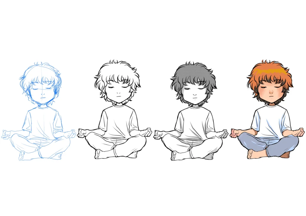 L&rsquo;arbre des Chakras – Martin médite (croquis) — Sinath Bou