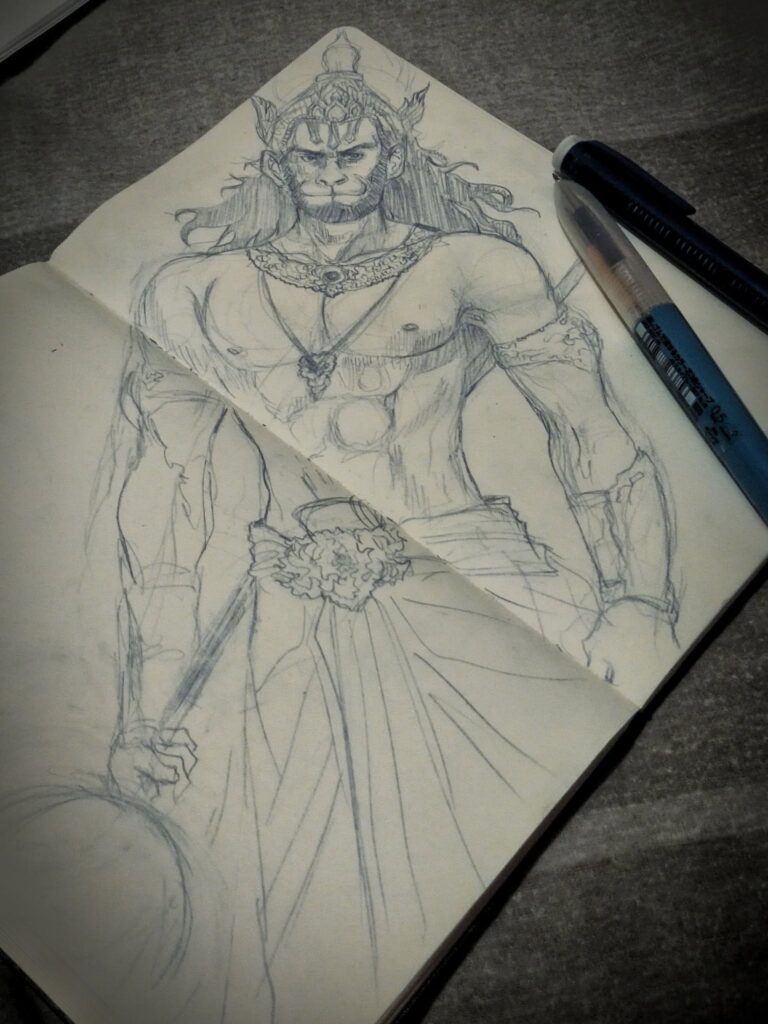 Hanuman, Il a oublié qui il était. Et le monde s’est rétréci. Hanuman est puissant. Mais sa force n’apparaît que lorsqu’il se souvient pourquoi il est là. Pas pour prouver. Pas pour dominer. Mais pour servir ce qui le dépasse.  Le jour où tu te rappelles pourquoi tu es là… ce n’est plus toi qui agis. C’est le divin qui se souvient à travers toi. — Sinath Bou